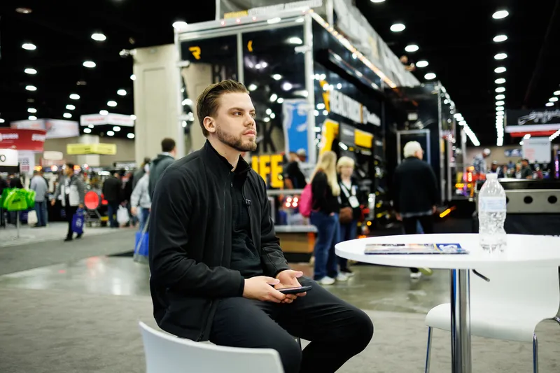 Andrius Pletniovas (Andrius Digital), founder of CDL Agency, at the Mid-America Trucking Show 2026